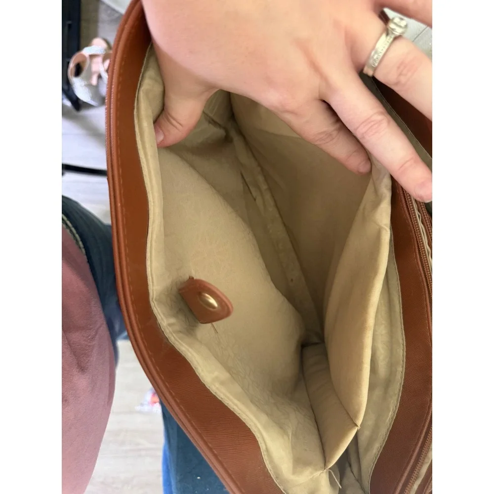 Bundle Cognac Saffiano Laptop Tote Bag and Floral Zip Around Wallet Set - Picture 6 of 8